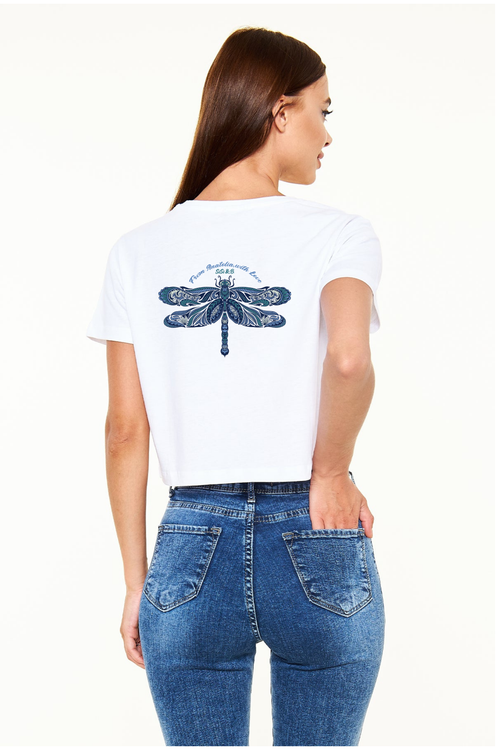 Dragonfly Baby Tee – White